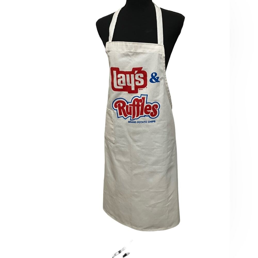 Lays and Ruffles White Apron with Red and Blue Snack Logos OSFM